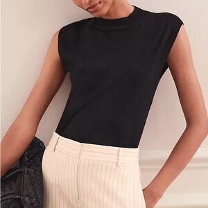 Ann Taylor Black Sleeveless Mock-Neck Tank